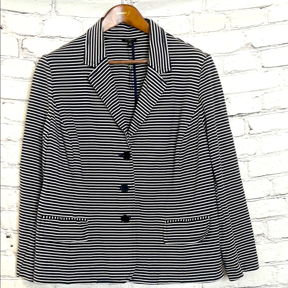 Talbots Blue & White Striped Jacket Size 3X Excellent Condition